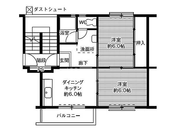 ビレッジハウス笹川8号棟 0408｜三重県四日市市笹川８丁目(賃貸マンション2DK・4階・39.23㎡)の写真 その2