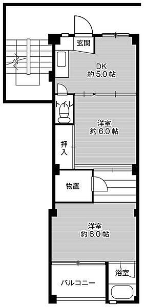 ビレッジハウス大輪1号棟 0203｜愛知県小牧市小牧１丁目(賃貸マンション2DK・2階・40.58㎡)の写真 その2