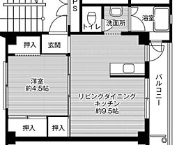 ビレッジハウス大東1号棟 1LDKの間取図画像