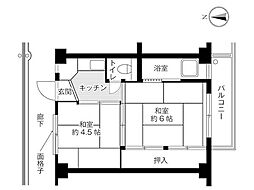 ビレッジハウス湖西1号棟 2Kの間取図画像