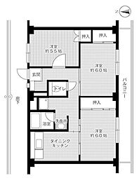 ビレッジハウス南沼上2号棟 3DKの間取図画像