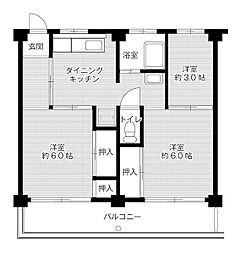 ビレッジハウス富木島5号棟 3DKの間取図画像