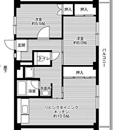 ビレッジハウス亀崎1号棟 2LDKの間取図画像