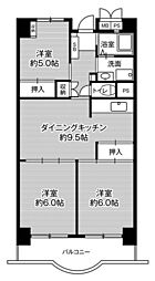 ビレッジハウス浜松タワー 3DKの間取図画像