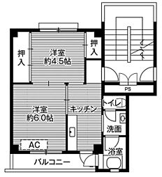 ビレッジハウス生守2号棟 2Kの間取図画像