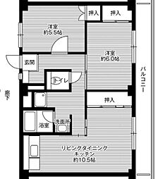 ビレッジハウス山本4号棟 2LDKの間取図画像