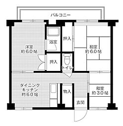 ビレッジハウス鈴蘭台4号棟 3DKの間取図画像