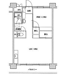ビレッジハウス南清水タワー西棟 1LDKの間取図画像