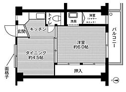 ビレッジハウス紀三井寺6号棟 1DKの間取図画像