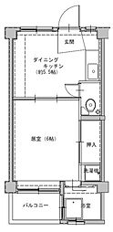 ビレッジハウス葛ノ葉8号棟 1DKの間取図画像