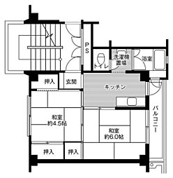 ビレッジハウス行松1号棟 2Kの間取図画像