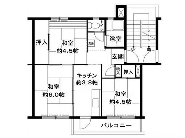 ビレッジハウス鳴滝1号棟 0308｜和歌山県和歌山市園部(賃貸マンション3K・3階・42.97㎡)の写真 その2