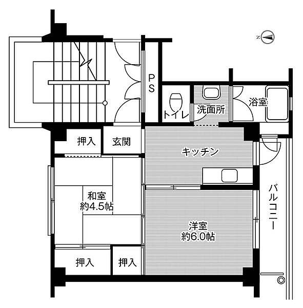 ビレッジハウス白鳥2号棟 0508｜香川県東かがわ市帰来(賃貸マンション2K・5階・33.61㎡)の写真 その2