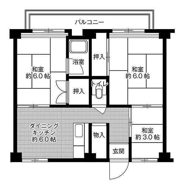 ビレッジハウス鈴蘭台2号棟 0202｜兵庫県神戸市北区鈴蘭台東町６丁目(賃貸マンション3DK・2階・45.36㎡)の写真 その2