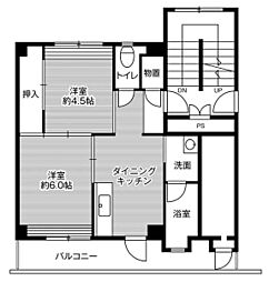ビレッジハウス雲州平田1号棟 2DKの間取図画像