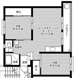 ビレッジハウス高知1 2LDKの間取図画像