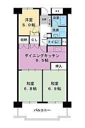 ビレッジハウス高美が丘タワー 3DKの間取図画像