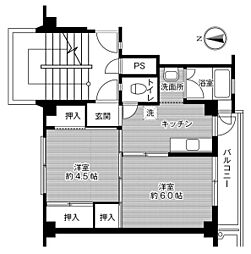 ビレッジハウス富岡3 2Kの間取図画像