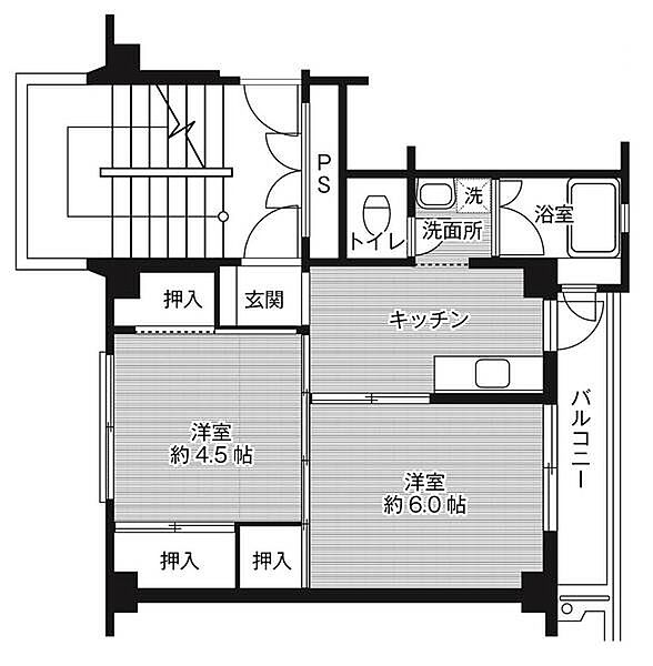 ビレッジハウス米田1号棟 0108｜鳥取県倉吉市米田町(賃貸マンション2K・1階・33.54㎡)の写真 その2