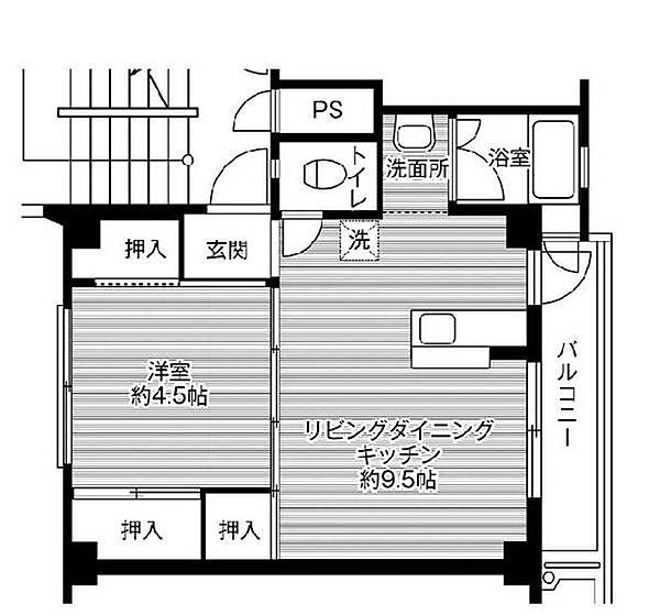 ビレッジハウス大門第二1号棟 0504｜広島県福山市大門町１丁目(賃貸マンション1LDK・5階・33.09㎡)の写真 その2