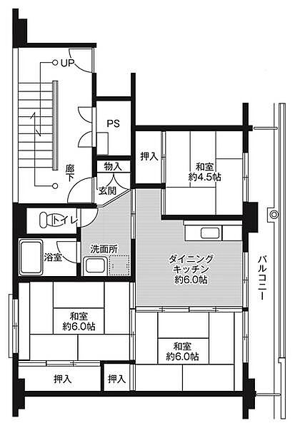 ビレッジハウス吉井II2号棟 0203｜福岡県うきは市吉井町(賃貸マンション3DK・2階・53.08㎡)の写真 その2