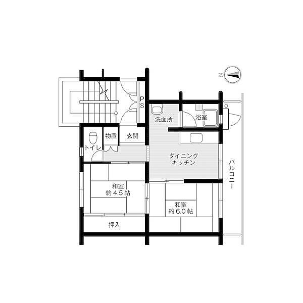 ビレッジハウス栗面2号棟 0404｜長崎県諫早市栗面町(賃貸マンション2DK・4階・38.46㎡)の写真 その2