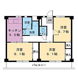 ビレッジハウス沼小柳3号棟 3DKの間取図画像