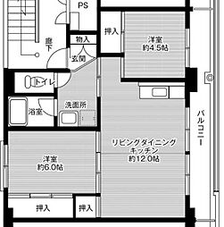 ビレッジハウス小浜2号棟 2LDKの間取図画像