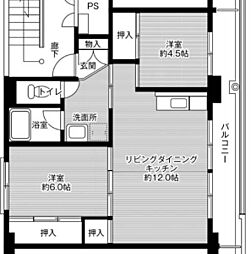 ビレッジハウス小浜1号棟 2LDKの間取図画像