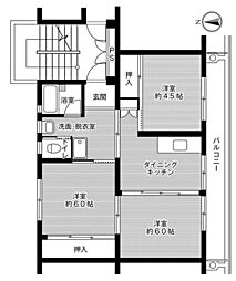 ビレッジハウス直方1 3DKの間取図画像