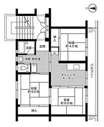 ビレッジハウス伊万里3棟 3DKの間取図画像