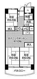 ビレッジハウス香椎浜タワー 3DKの間取図画像