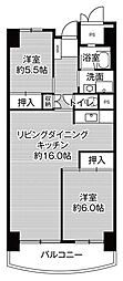 ビレッジハウス香椎浜タワー 2LDKの間取図画像