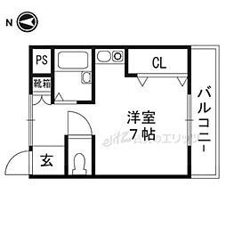 アンフィニィ・橋の内1 ワンルームの間取図画像
