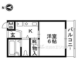光栄ハイツ 1Kの間取図画像