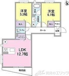 FleuriResidence円山 2LDKの間取図画像