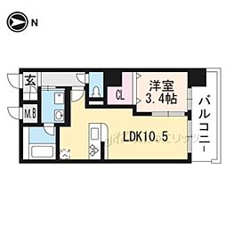 中条プレイス 1LDKの間取図画像