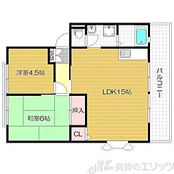 サンアヴェニュー緑地公園2 2LDKの間取図画像