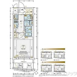 エステムコート梅田・茶屋町3ネクスタ 1Kの間取図画像