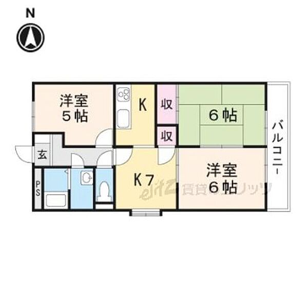 ヴェル・ドミールＢ棟 201｜大阪府高槻市氷室町１丁目(賃貸マンション3DK・2階・55.00㎡)の写真 その2