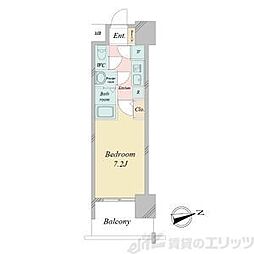 スペーシア江坂広芝町 13階1Kの間取り