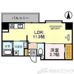 グランコート茨木永代町 2階1LDKの間取り