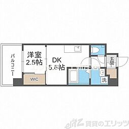 セレニテ福島プリエ 2階1DKの間取り