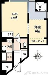 三恵上新庄ハイツ 1LDKの間取図画像