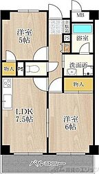 久光マンション 2LDKの間取図画像