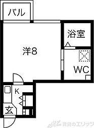 アスール江坂3rd 1Kの間取図画像