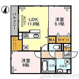 MaisondeEspoir豊里 2LDKの間取図画像