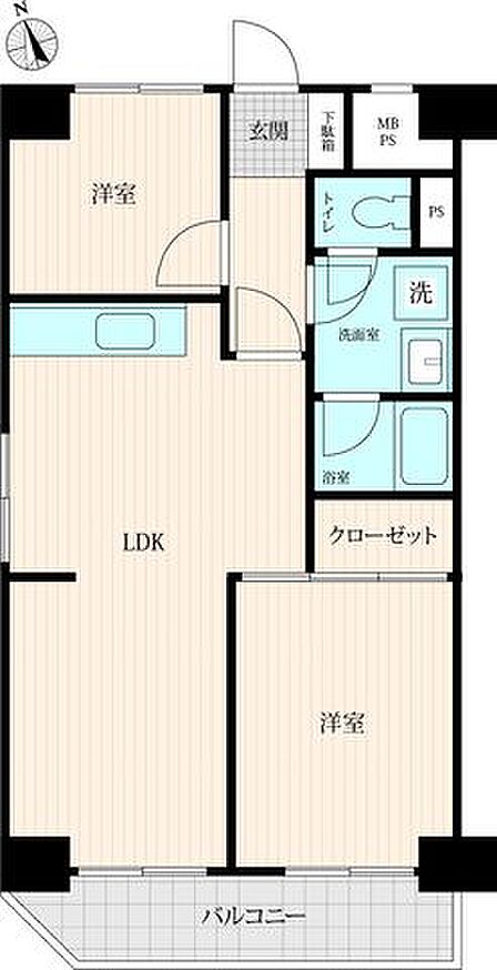 2LDK、専有面積52.25m2、バルコニー面積6.05m2、価格3780万円