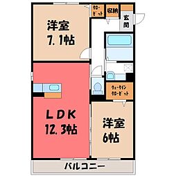 ミルダーラオム 2LDKの間取図画像