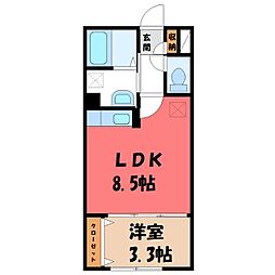 パーシモン3 1LDKの間取図画像